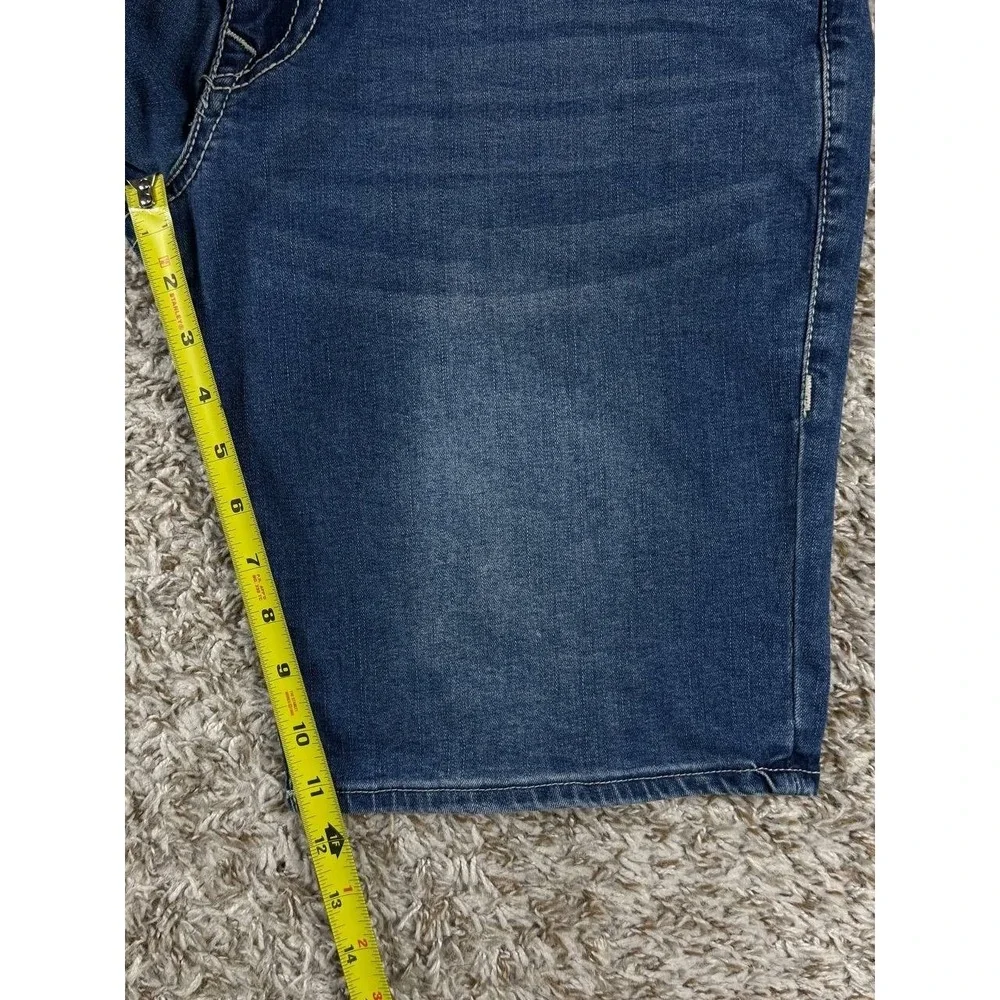True Religion Ricky Big T Shorts Relaxed Straight Denim Blue Size 36